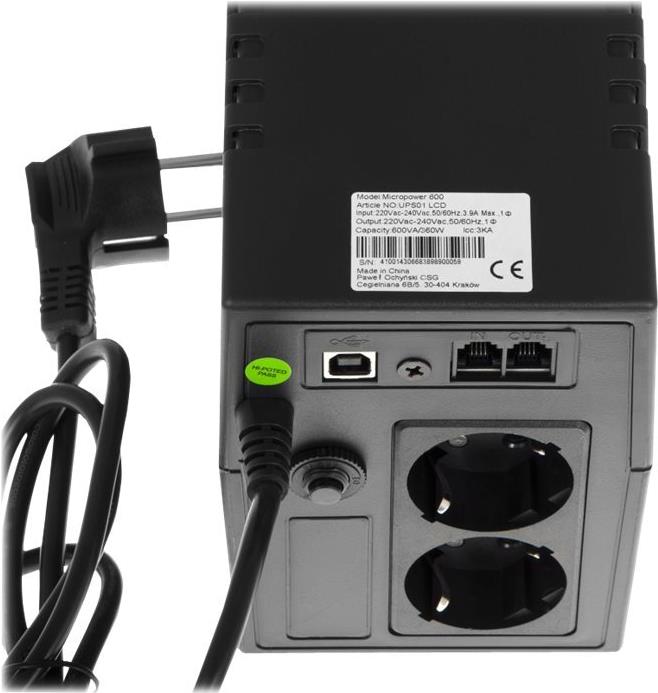 Green Cell Micropower 600VA USV Line-Interactive 600 VA 360 W 7 Ah AGM Schwarz