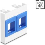 Delock Easy 45 Modul mit zwei Keystone Halterungen 45 x 45 mm weiß blau (81557)