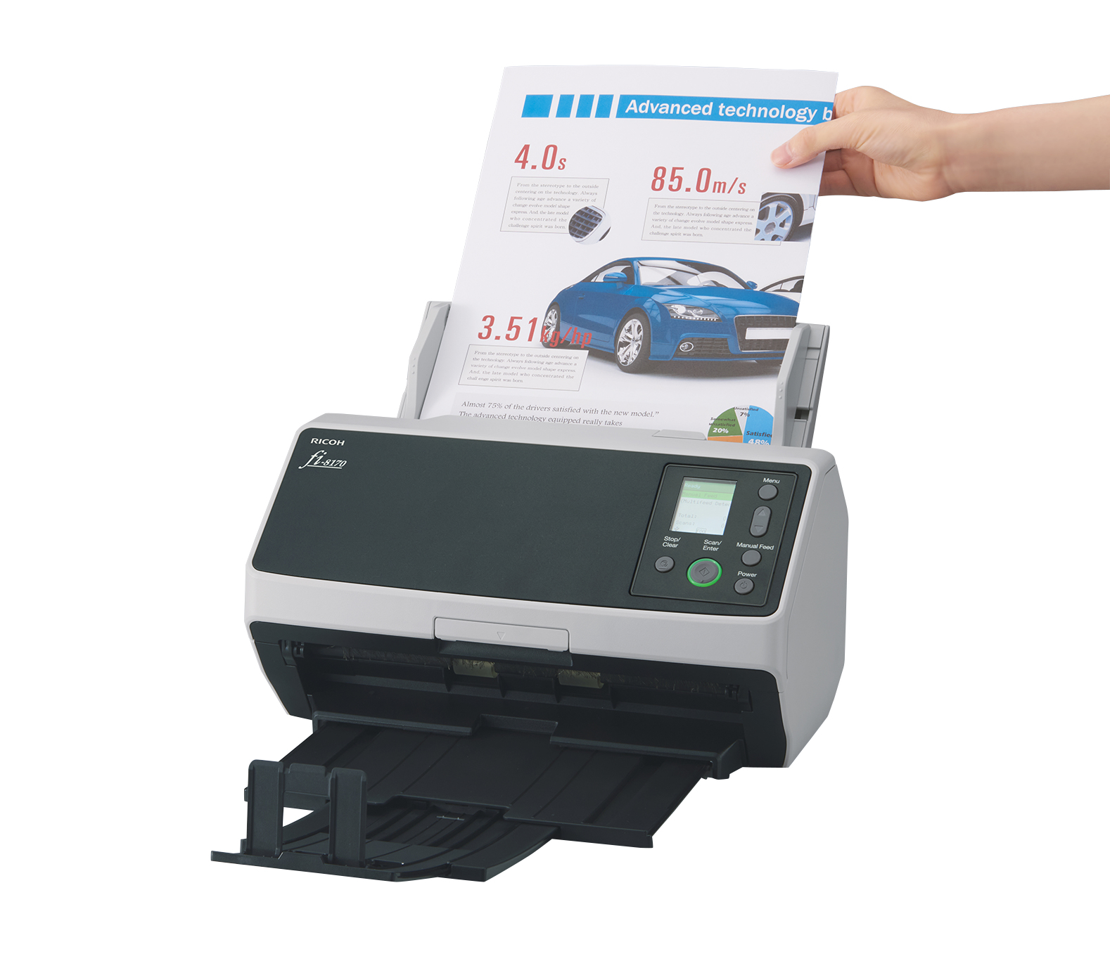 Ricoh fi-8170 Dokumentenscanner A4 70 Seiten/Min. Duplex 100 Blatt ADF Schwarz, Grau
