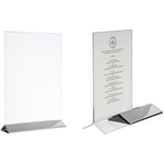 APS Tischaufsteller, 70 x 105 x 170 mm, gerade Fuß aus Edelstahl, Menühalter aus Acryl, passend für - 1 Stück (71521)