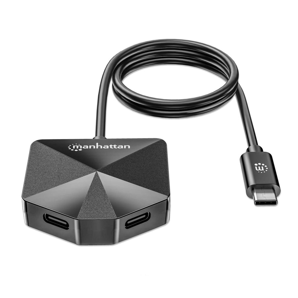 Manhattan USB-Hub 4-Port mit USB-C Stecker 2x USB-C 2x USB-A Schwarz