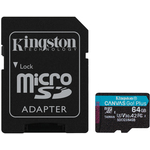 KINGSTON 64GB microSDXC Canvas Go Plus 170R A2 U3 V30 Card + ADP (SDCG3/64GB)