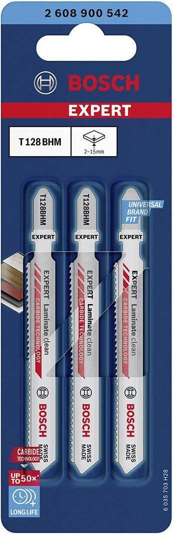 Bosch Accessories 2608900542 EXPERT ‘Laminate Clean’ T128 BHM Stichsägeblatt, 3 Stück 3 St. (2608900542)