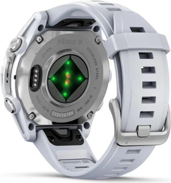 Garmin Fenix 8 43 mm AMOLED Sportuhr Steinweiss/Silber