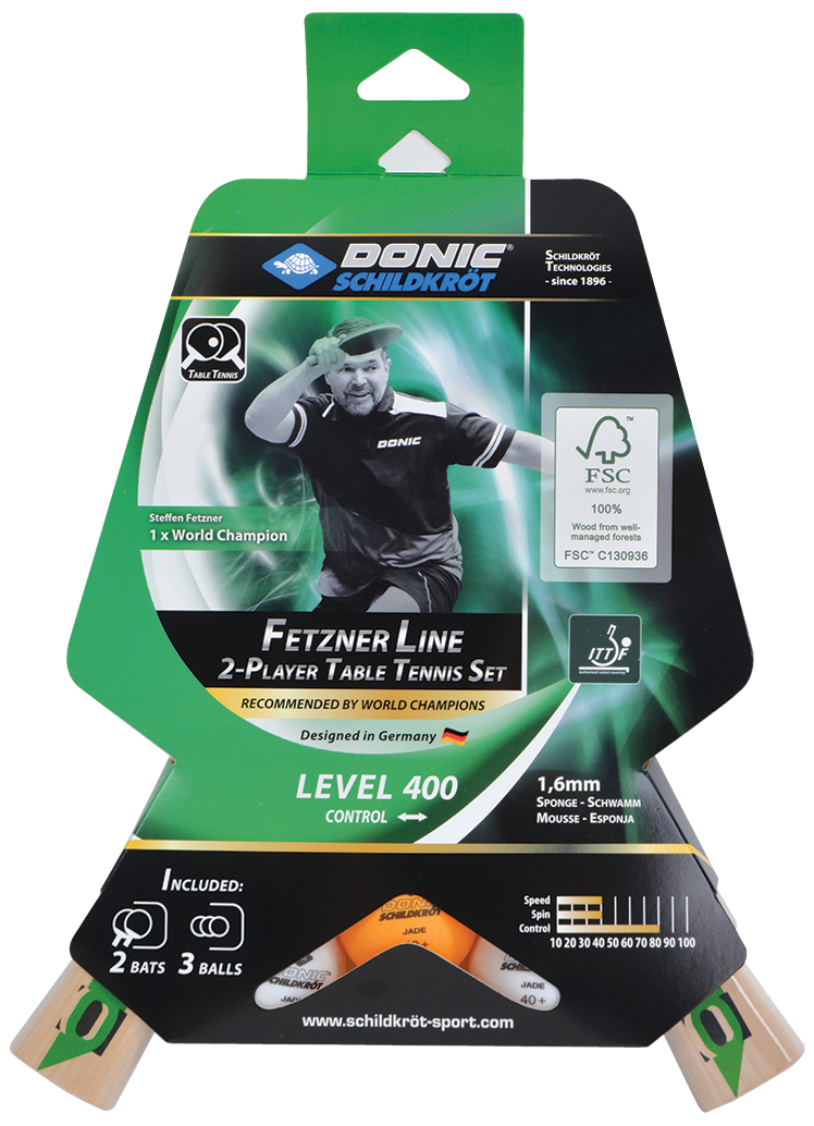 DONIC SCHILDKRÖT Tischtennis Set "Fetzner 400 FSC" Set bestehend aus: 2 Tischtennisschläger Fetzner 400 - 1 Stück (788468)