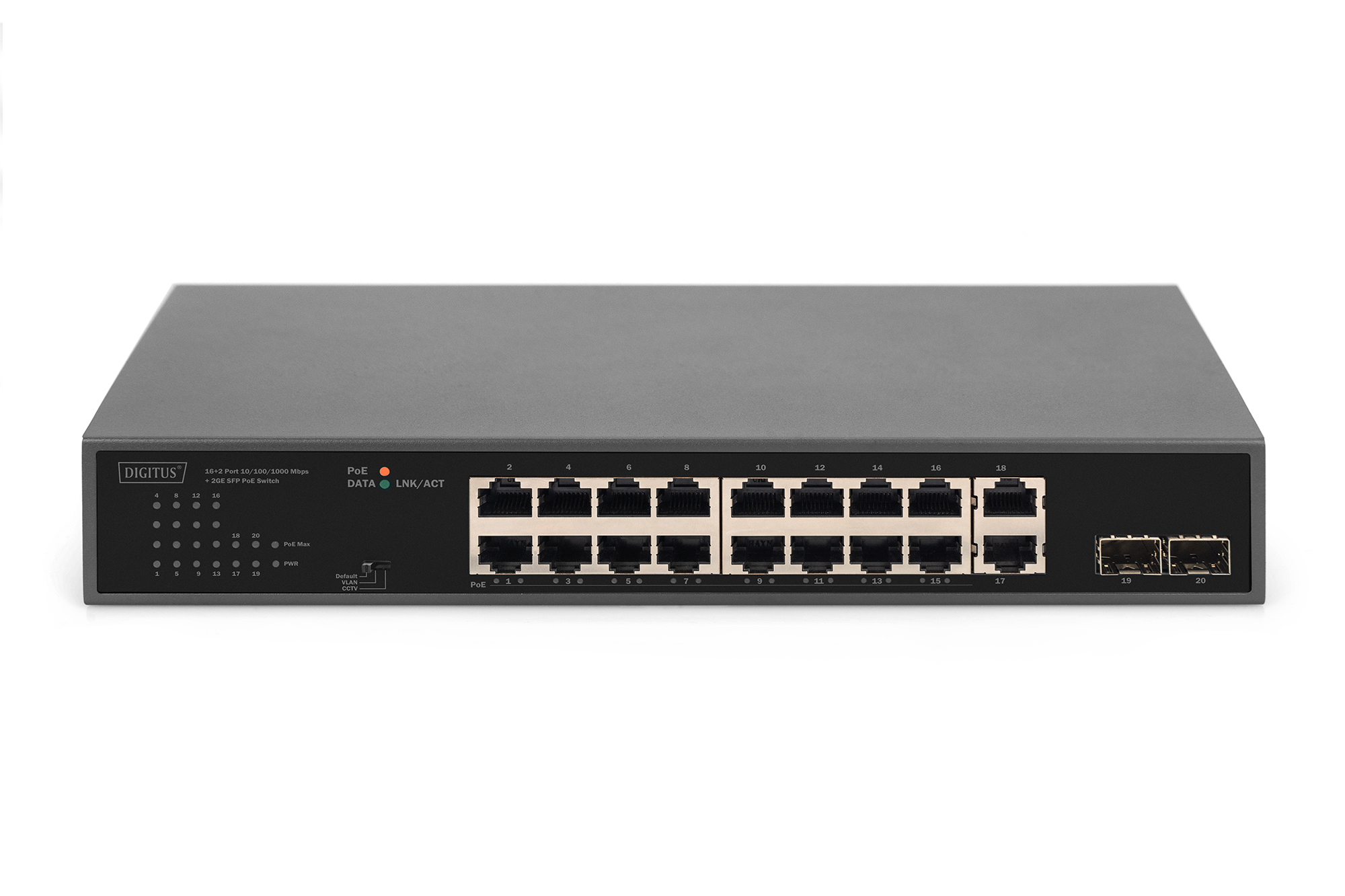 Digitus DIGITUS DN-95358 18-Port Gigabit PoE Switch Schwarz