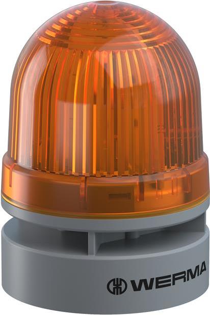 Werma TwinFLASH blinkende LED-EVS-Signalleuchte mit akustischem Signalgeber, Wandmontage, 13.2VAC/VDC, Gelb (460.320.74)