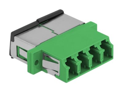 Delock LWL Kupplung LC Quad Buchse zu LC Quad Buchse Singlemode mit Laserschutzklappe Grün