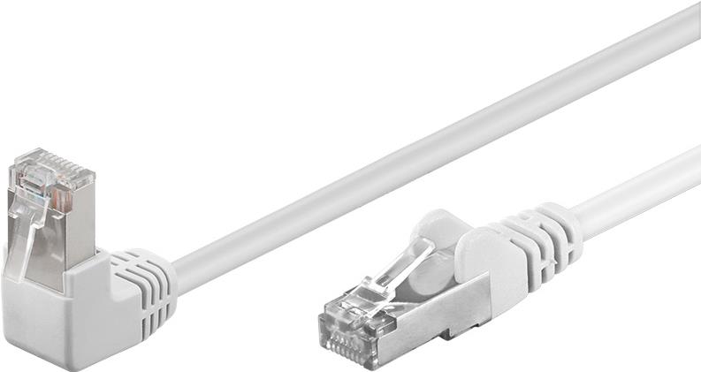 Wentronic Goobay CAT 5e Patchkabel 1x 90° gewinkelt, F/UTP, Weiß, 2 m - CCA Kupfergemisch, 1x RJ45-Stecker 90° (8P8C) (94179)