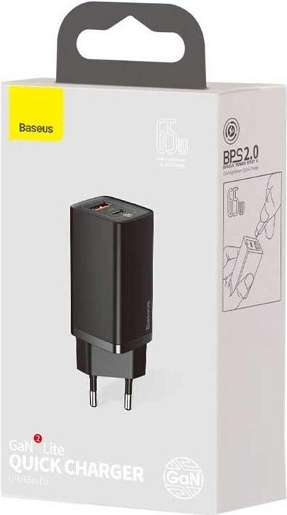 Baseus CCGAN2L-B01 Ladegerät für Mobilgeräte Universal Schwarz AC Schnellladung Drinnen (CCGAN2L-B01)