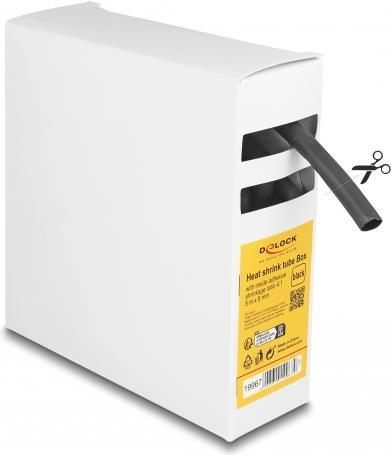 Delock Schrumpfschlauch Box, mit Innenkleber, Schrumpfungsrate 4:1, 5 m x 8 mm schwarz (19967)