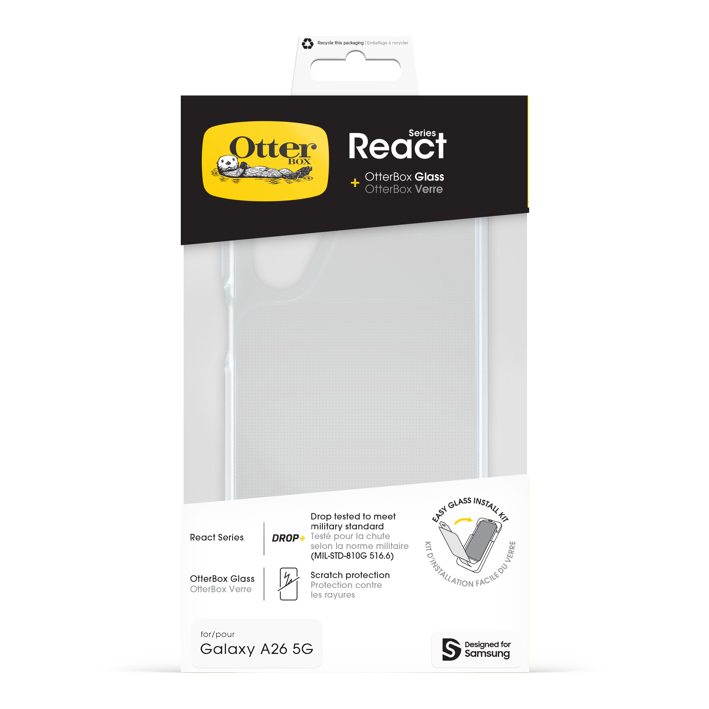 OtterBox React+ Glass Galaxy A26 6.7" clear
