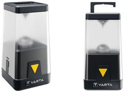 VARTA Outdoor Ambiance Campingleuchte L30RH Hochleistungs-Campingleuchte im VARTA Design inklusive hybridem Batteriesystem (wiederaufladbar und gleichzeitig durch Primärbatterien funktionsfähig). Mit Dimmfunktion und Nachtlicht-Modus. Integrierte Haken an der Ober- und Unterseite, sowie eine abnehmbare Außenlinse für verschiedene Verwendungsmöglichkeiten (18666101111)