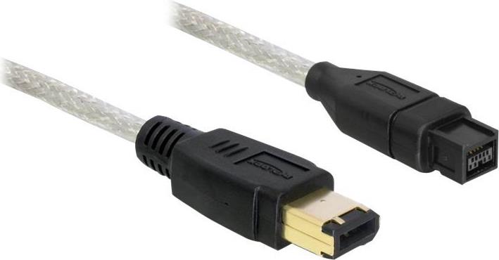 Delock FireWire-Kabel 9-Pin auf 6-Pin 2 m Grau