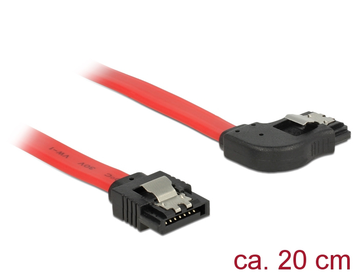 Delock SATA 6 Gb/s Datenkabel gerade auf rechts gewinkelt 20 cm Rot