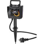 Hama Außensteckdose 2-fach, mit Zeitschaltuhr und Erdspieß, wetterfest IP44 (00223305)