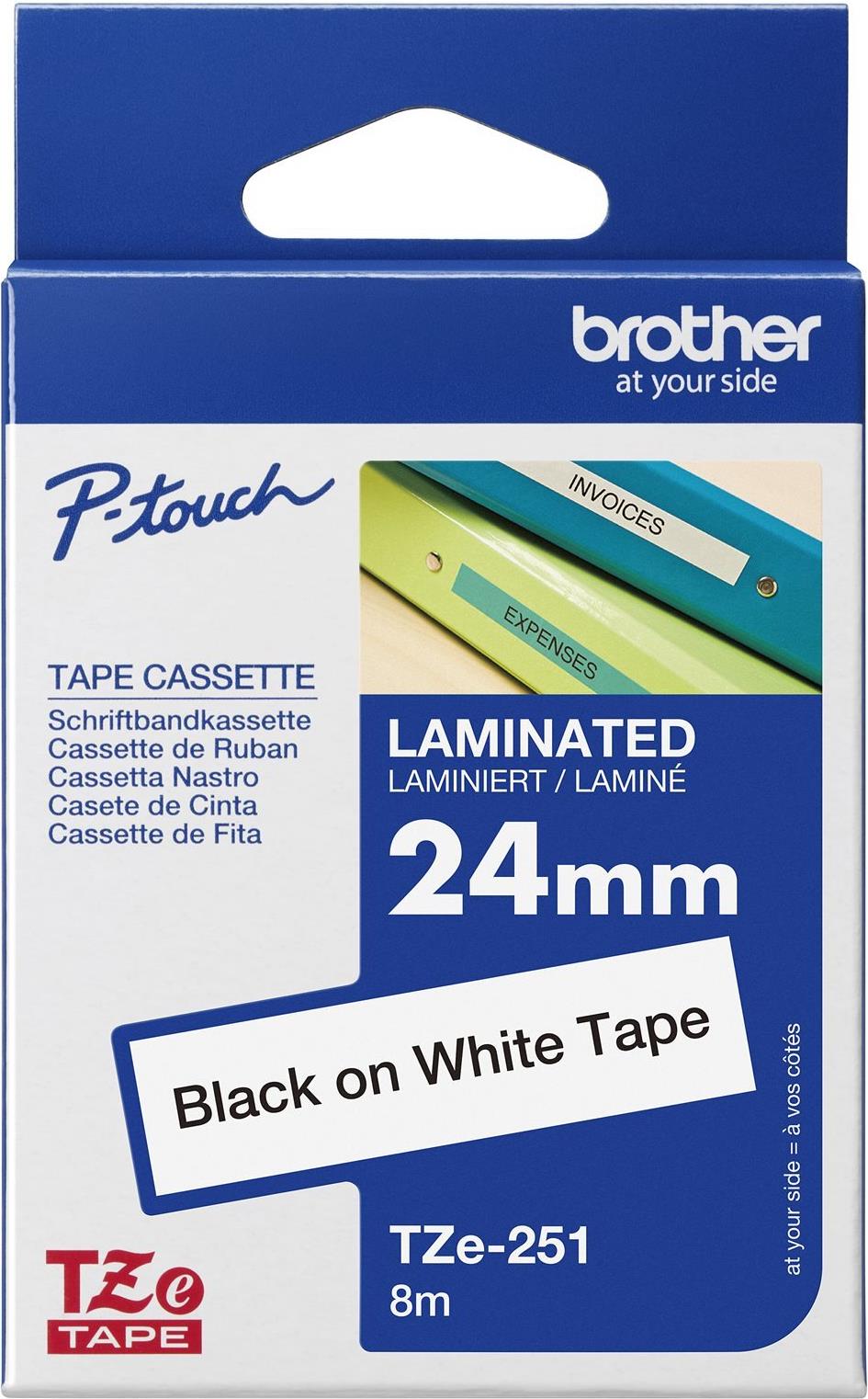 Brother TZe-251 Farbband 24 mm Schwarz auf Weiß