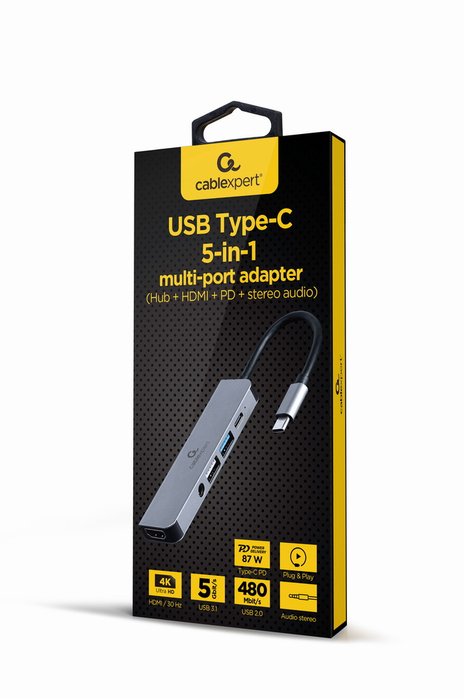 Gembird Cablexpert A-CM-COMBO5-02 Dockingstation USB-C 3.1 HDMI Silber