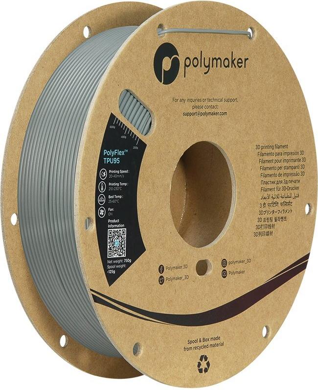 TPU-95A 1,75mm GREY 0,75kg POLYMAKER POLYLITE 3D FILAMENT (PD01015)