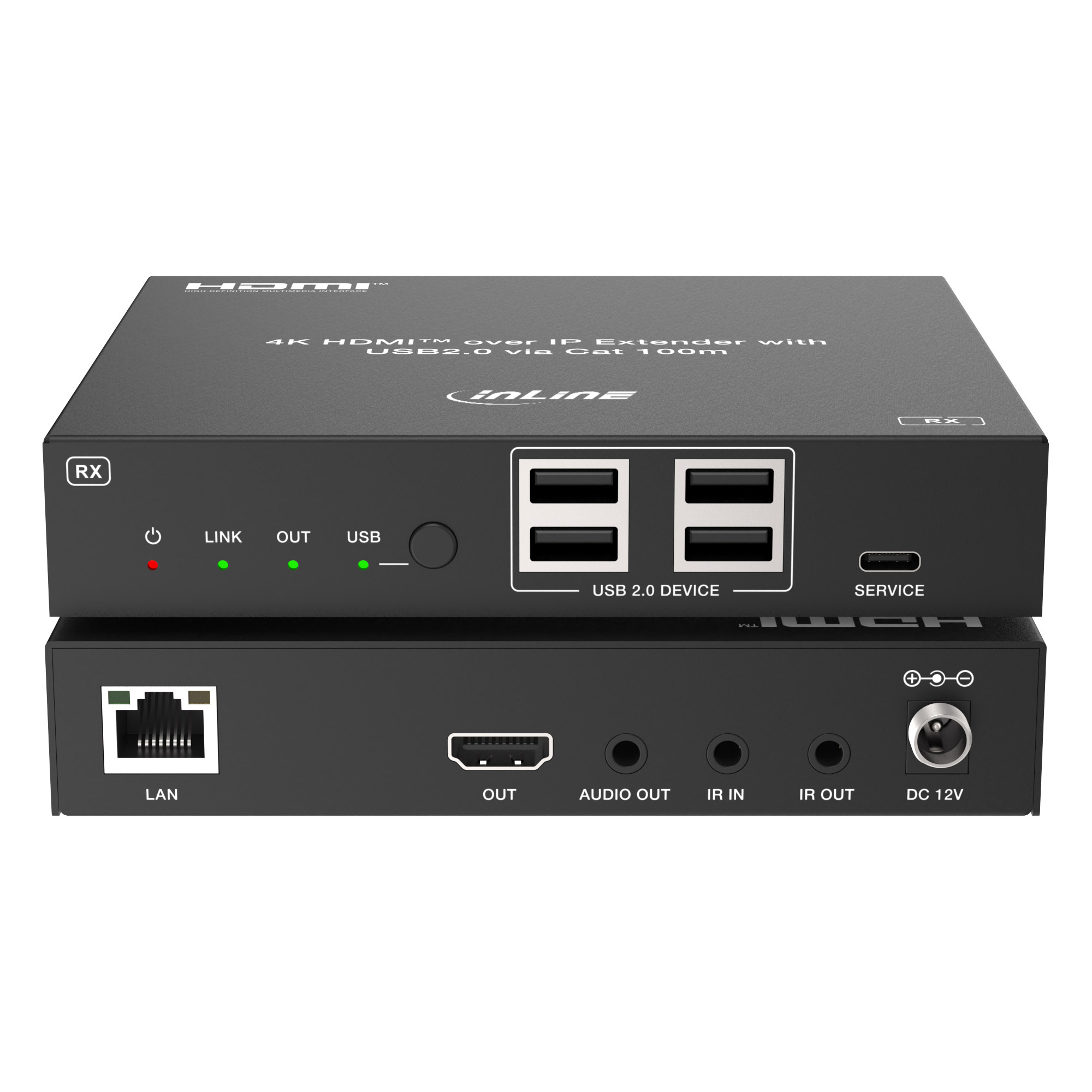InLine KVM Extender over IP HDMI 4K/60Hz 100 m Set Schwarz