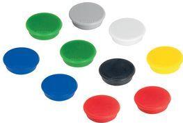 FRANKEN Haftmagnete 32mm 10 Stueck farbig sortiert rot gruen blau schwarz Drchm. 32mm Tragfaehigkeit 800g (HM30 99)