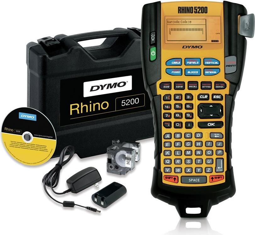 DYMO Rhino 5200 Hard Case Kit Etikettendrucker Thermotransfer 180 x 180 DPI Schwarz, Gelb