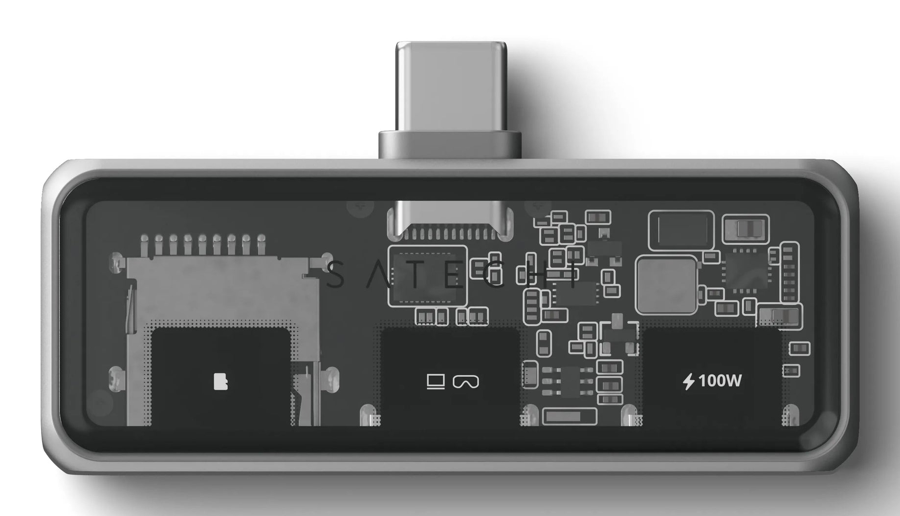 Satechi Mobile XR Hub USB-C Dockingstation mit MicroSD-Kartenleser 100 W PD Space-grau