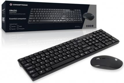 Conceptronic ORAZIO01PT Wireless Keyboard+Mouse,PT, schwarz (ORAZIO01PT)