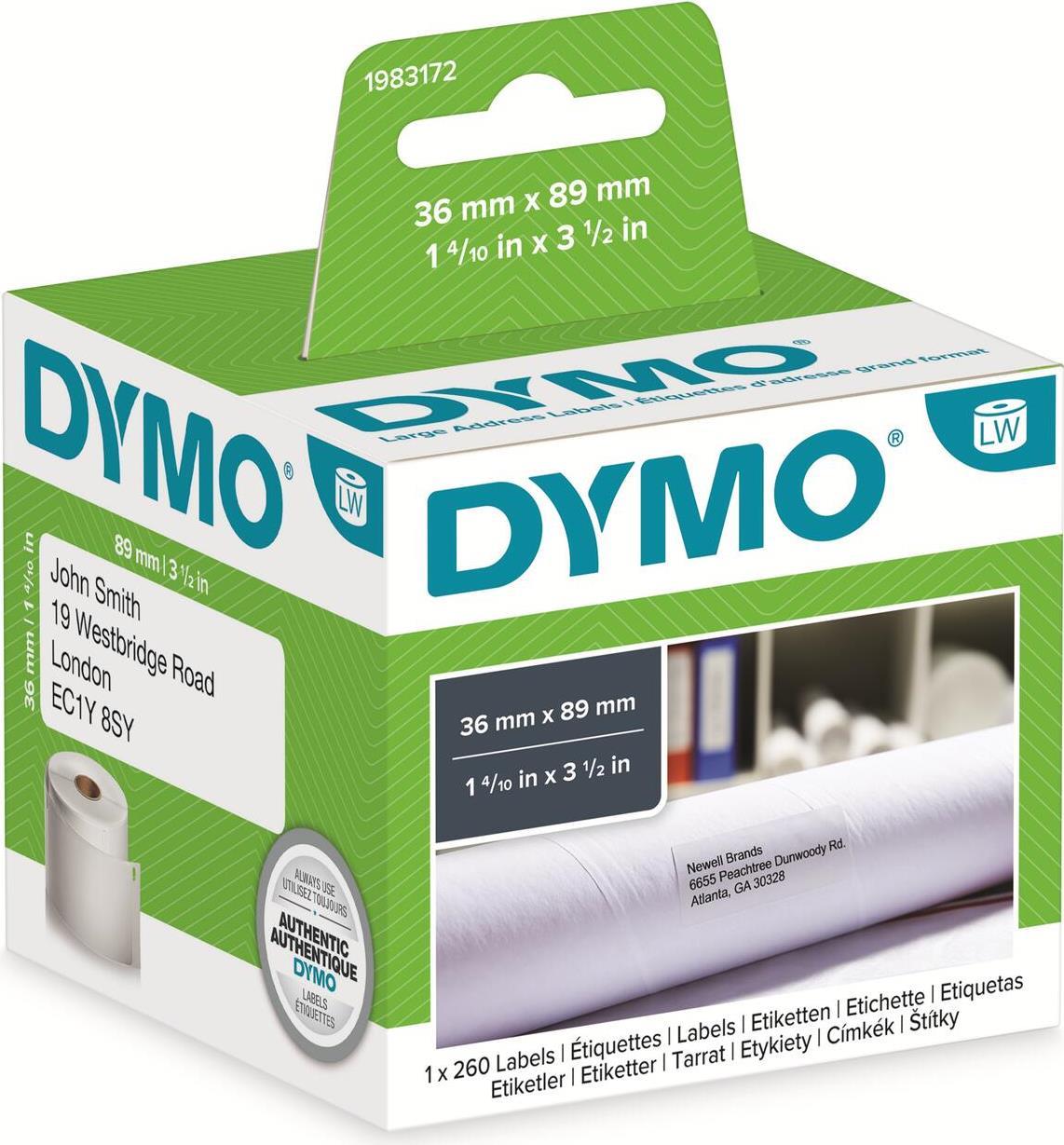 DYMO LabelWriter Adressetiketten Large 89 x 36 mm 260 Etiketten Selbstklebend Weiß
