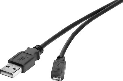 Renkforce USB 2.0 Kabel [1x USB 2.0 Stecker A - 1x USB 2.0 Stecker Micro-B] 3 m Schwarz vergoldete Steckkontakte Renkforce (1574809)