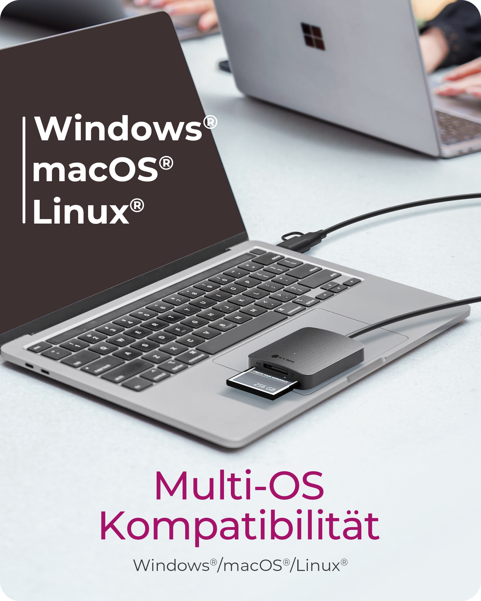 ICY BOX IB-CR302-CU3 Multi-Kartenleser USB 3.2 Gen 1 Type-C + Type-A Schwarz