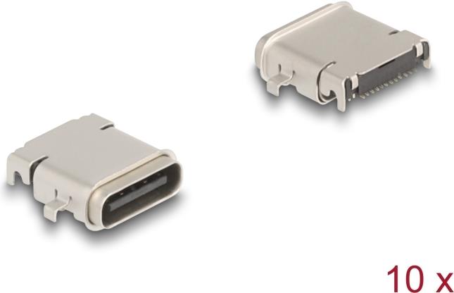 Delock USB 5 Gbps USB Type-C™ Buchse 24 Pin SMD Steckverbinder zur Lötmontage wasserfest 10 Stück (66755)