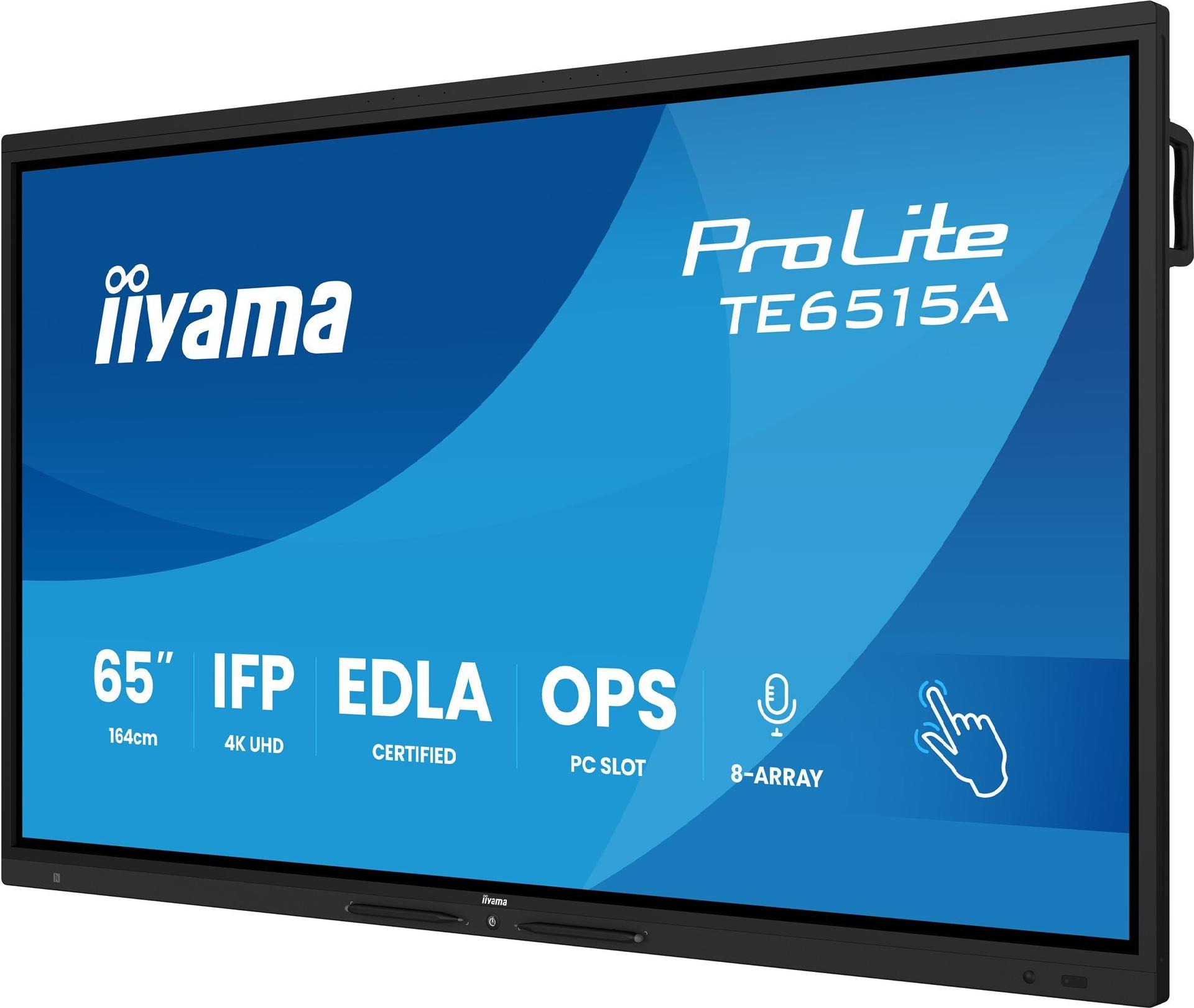 Iiyama ProLite TE6515A-B2AG Digital Signage Display 65" 4K UHD Touchscreen 16 GB RAM 128 GB Schwarz