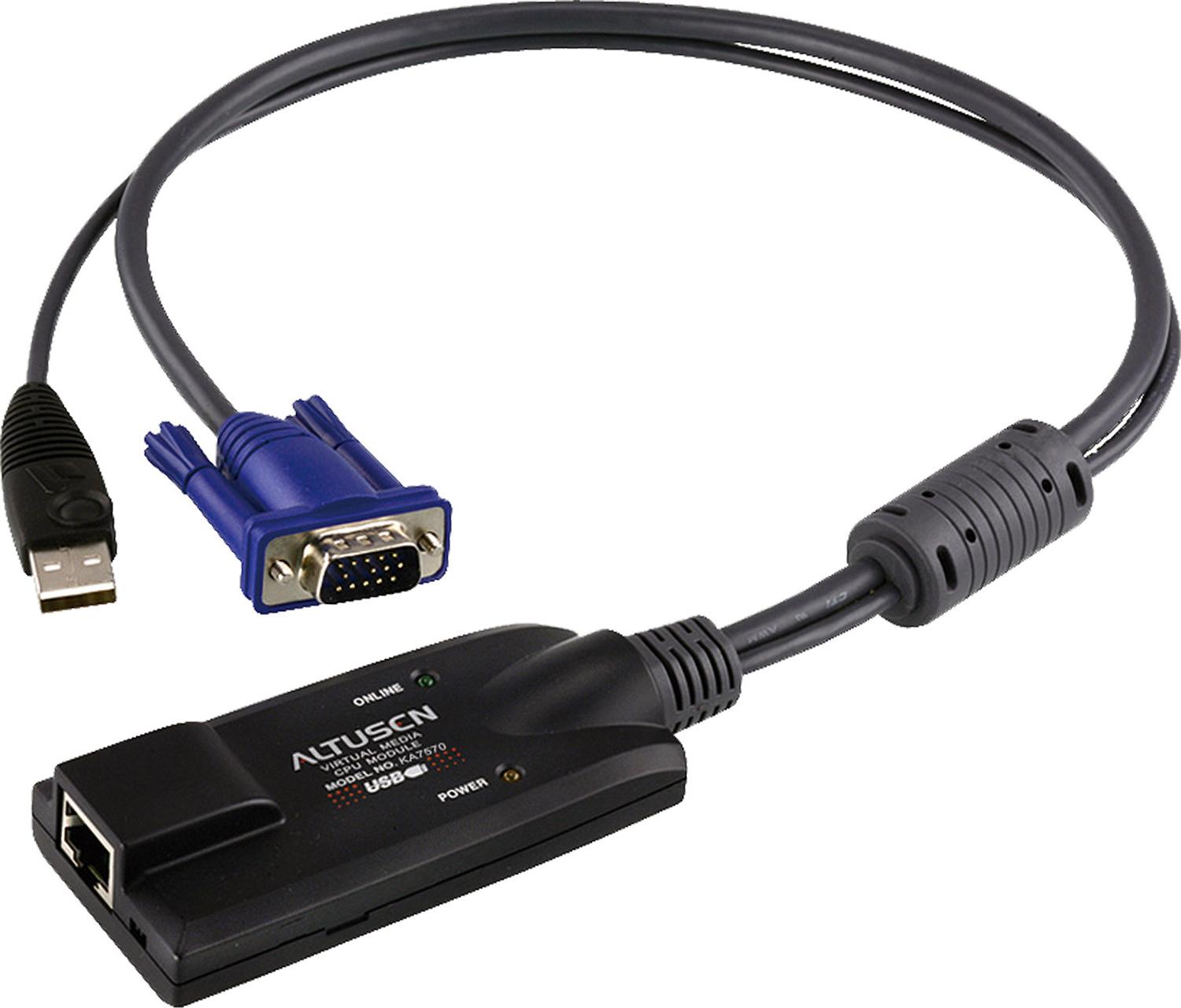 ATEN KA7570 Local Transmitter KVM-Adapterkabel VGA USB RJ-45 Schwarz, Blau, Metallisch