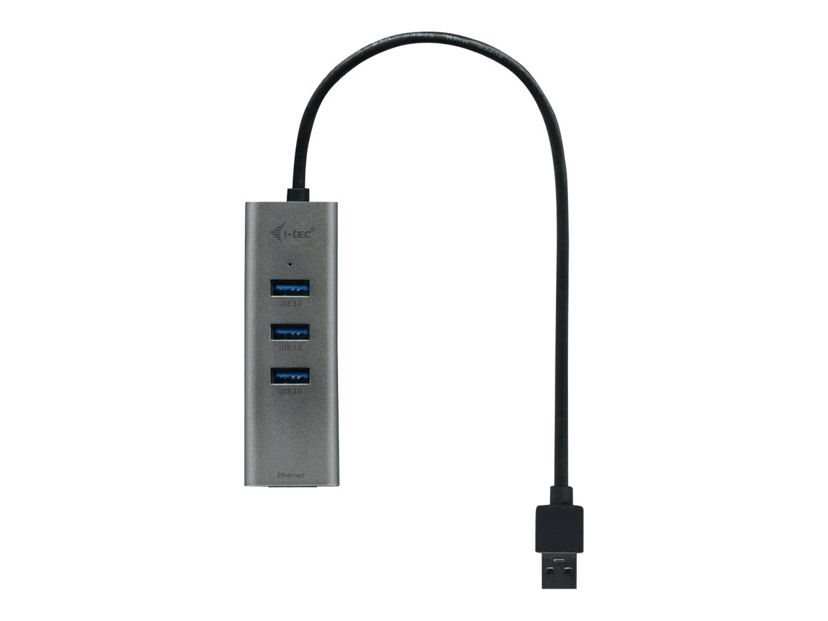 i-Tec USB 3.0 Metal 3-Port Hub mit Gigabit Ethernet Adapter Space-grau