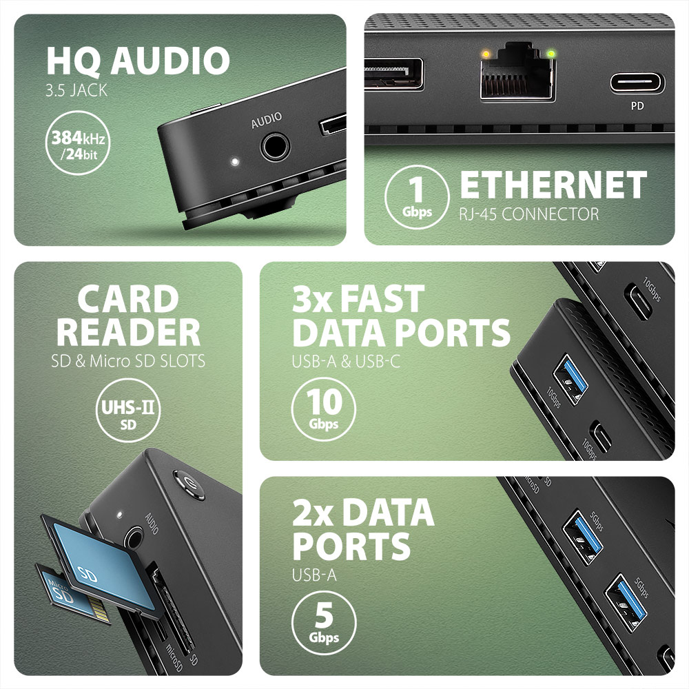 AXAGON HMC-U4 Dockingstation HDMI DP USB4 PD 100W Schwarz