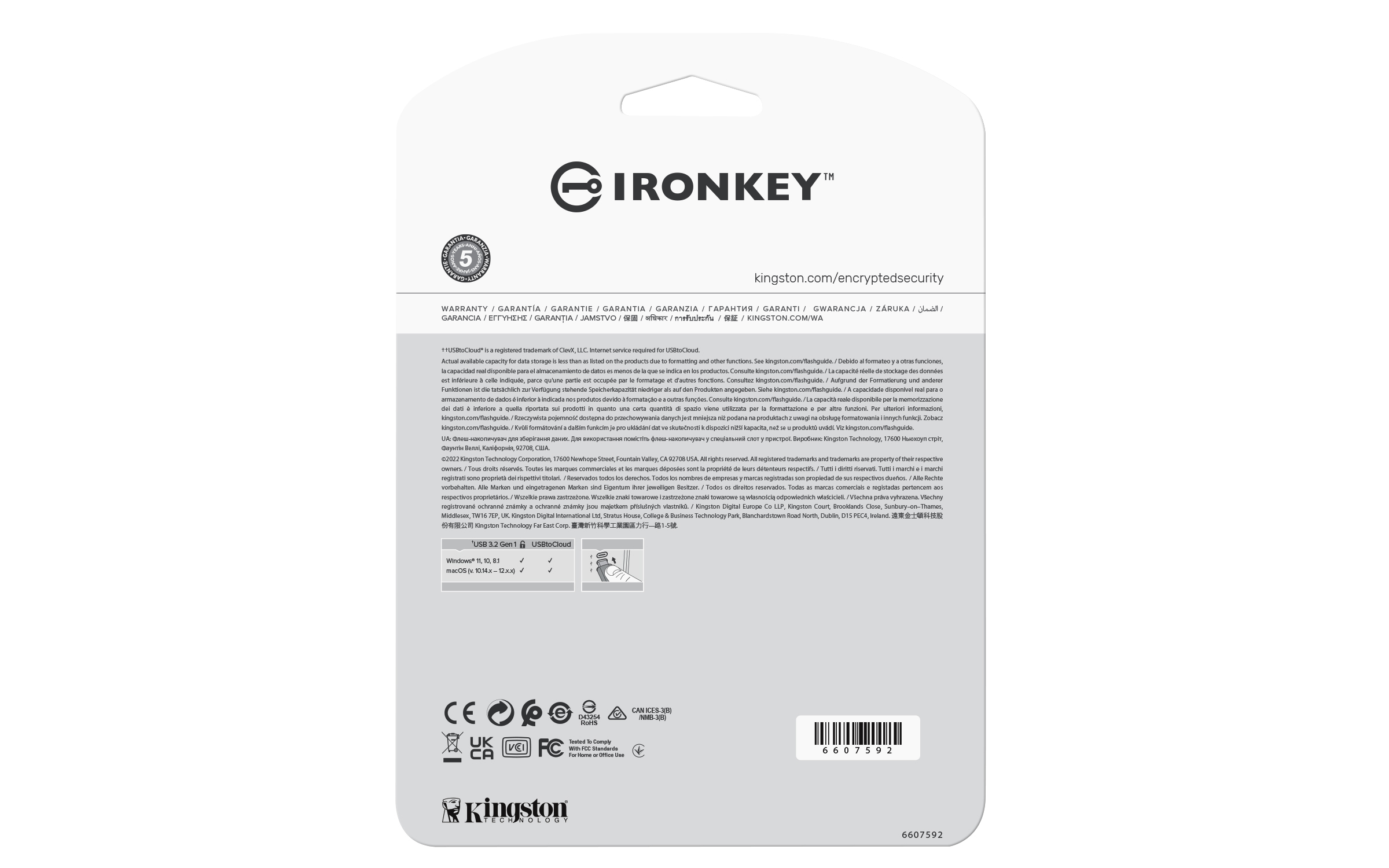 Kingston IronKey Locker+ 50 USB-Stick 256 GB USB 3.2 Gen 1 AES 256-Bit Silber