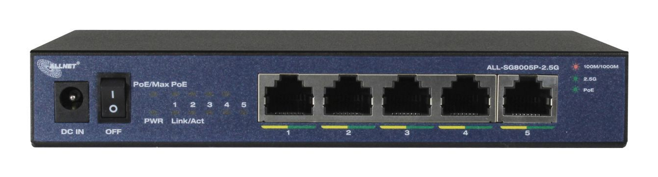 ALLNET ALL-SG8005P-2.5G Unmanaged Switch 5x 2.5GbE PoE Schwarz