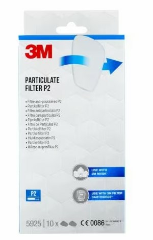 3M 5925 Partikelfilter P2 EN 143:2021, 10 Paar, Weiß
