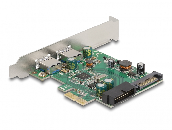 Delock 90096 PCI Express 2.0 x1 Karte 2x USB 3.2 Gen 1 Typ-A extern + 1x USB 3.0 19-Pin intern Low-Profile Silver