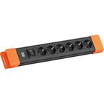 Bachmann CONNECTUS 6xCEE7/3 1xSchalter 2.0m CEE7/7 Schwarz/Orange (BM005917)