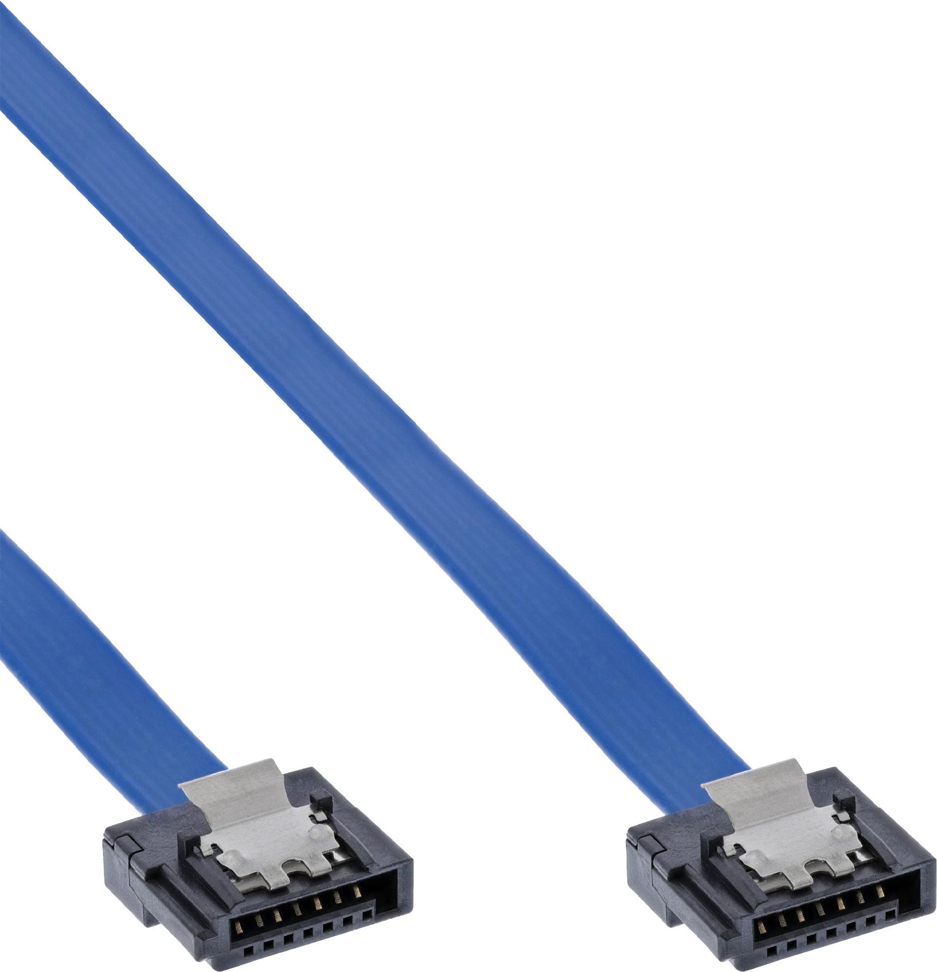 InLine SATA 6Gb/s Anschlusskabel klein mit Sicherheitslasche 0,15 m Blau