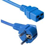 ACT Powercord mains connector CEE7/7 male (angled) - C19 blue 1.80 m. Lengte: 1.8 m Powercord schuko-c19 blu 1.80m (AK5173)