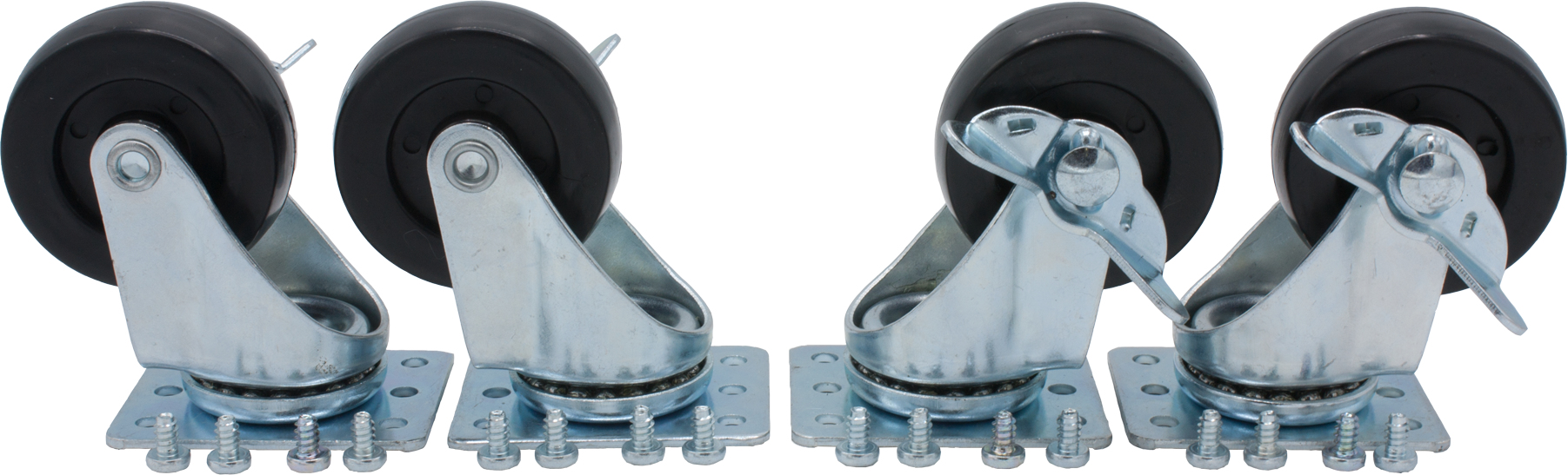 Rockstable RS19-HJ02 Lenkrollen-Set 4 Lenkrollen 200 kg 70 mm Schwarz/Silber