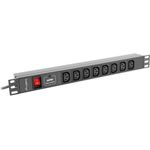 Lanberg PDU Steckdosenleiste 48,30cm (19") 1U 8x IEC C13 C20 2m schw. (PDU-08I-0200-C20-BK)