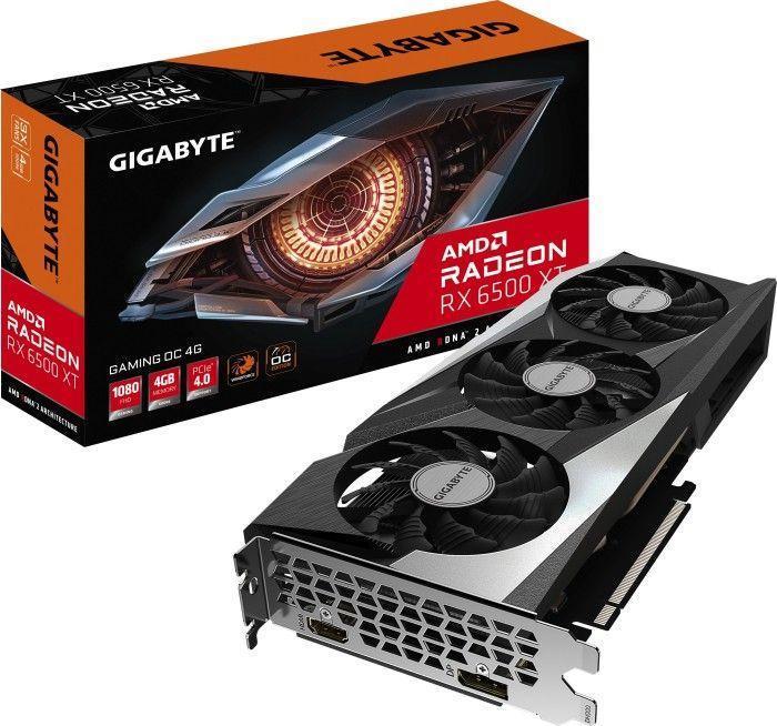 Gigabyte GeForce RX 6500 XT GAMING OC 4G - Grafikkarten - Radeon RX 6500 XT - 4GB GDDR6 - PCIe 4,0 - HDMI, DisplayPort (GV-R65XTGAMING OC-4GD)