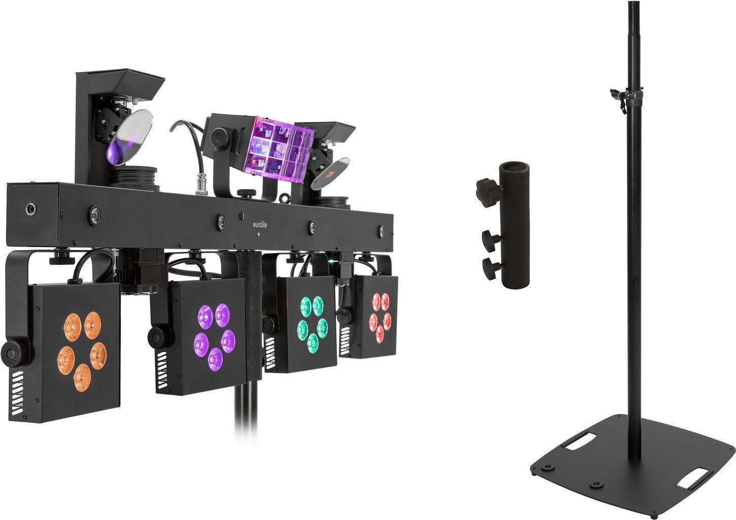 EUROLITE Set LED KLS Scan Pro Next FX Kompakt-Lichtset + BPS-3 Boxenhochständer schwarz (20000979)