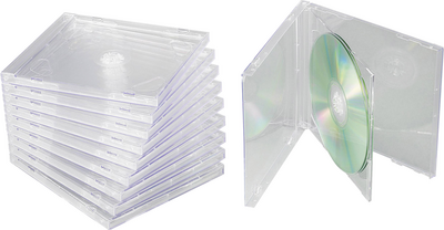 Basetech CD Box 2 CDs/DVDs/Blu-rays Kunststoff Transparent 10 St. BT-1687769 (geöffnet)