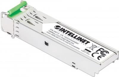 INTELLINET Gigabit SFP Mini-GBIC Transceiver WDM bidirektional für LWL-Kabel 1000Base-BX-U (LC) Singlemode-Port, 10 km, BiDi WDM (RX1310/TX1550), HPE-kompatibel, silber (508773)