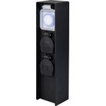 Sygonix SY-6121656 Gartensteckdose mit Zeitschaltuhr 2fach Schwarz erhöhter Berührungsschutz, mit Erdspieß, mit Zeitschaltuhr (SY-6121656)